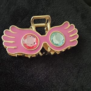 Pink Winged Hair Clip with Gem Accents